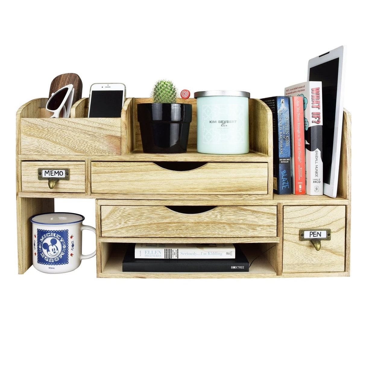 #SAT107 Adjustable Wooden Desktop Organizer Office Supplies Storage