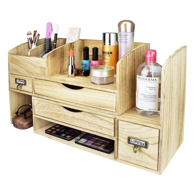 #SAT107 Adjustable Wooden Desktop Organizer Office Supplies Storage