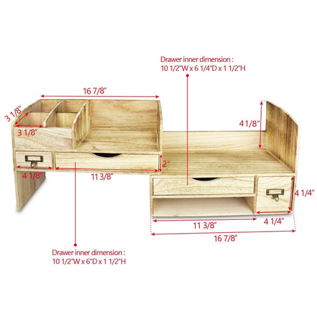 #SAT107 Adjustable Wooden Desktop Organizer Office Supplies Storage