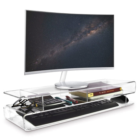 #SAT20110 Acrylic Monitor Stand 3-Tier Storage Riser Stand