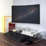 #SAT20110 Acrylic Monitor 3-Tier Storage Riser Stand for Desk & Countertop with 3 Compartments