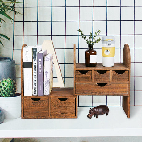 #SAT307 Large Adjustable Wooden Desktop Organizer for Office Supplies