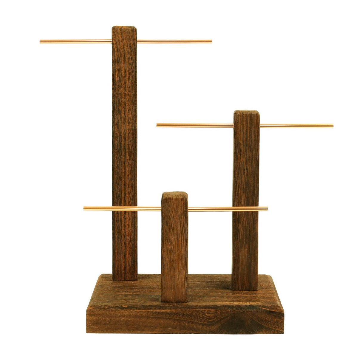 #WD1303 3-Tiers Wooden Adjustable Aluminum Bar Necklace Display Stand