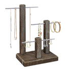 #WD1303 3-Tiers Wooden Adjustable Aluminum Bar Necklace Display Stand