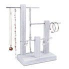 #WD1303 3-Tiers Wooden Adjustable Aluminum Bar Necklace Display Stand