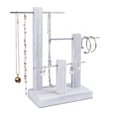 #WD1303 3-Tiers Wooden Adjustable Aluminum Bar Necklace Display Stand
