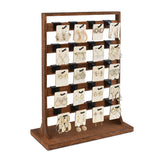 Wooden Jewelry earring rack display with 20 black hooks