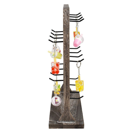 #WD2005 Wooden Jewelry earring rack display with 20 black hooks