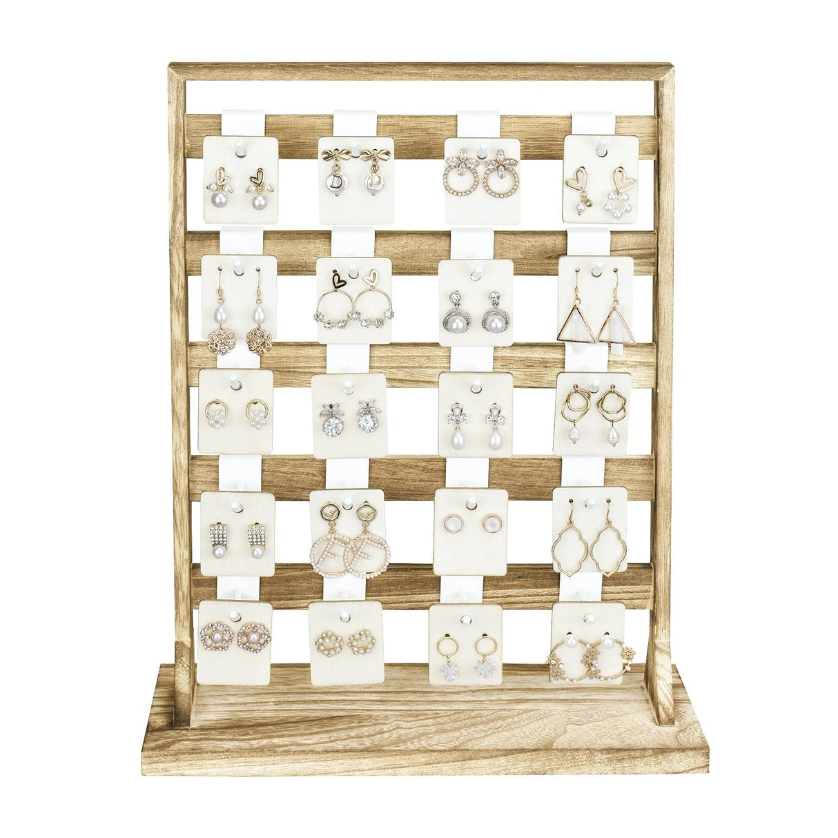 #WD2005 Wooden Hanger hook jewelry rack display with 20 white hooks