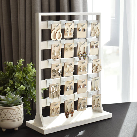 #WD2005 Wooden Hanger hook jewelry rack display with 20 white hooks