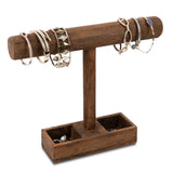 #WD219-6 Wooden T-bar Jewelry Display Stand with Compartments