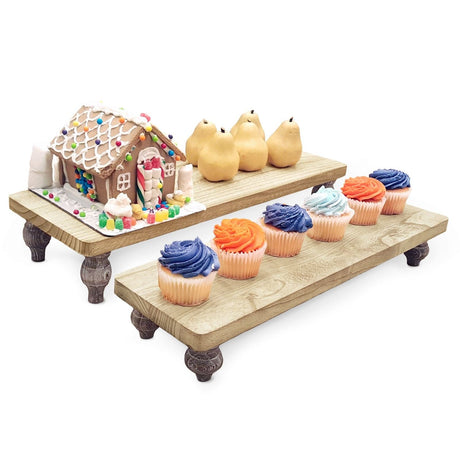 #WD2202 2Pcs wood display riser stands