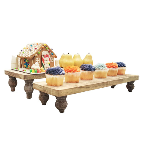 #WD2202 2Pcs wood display riser stands