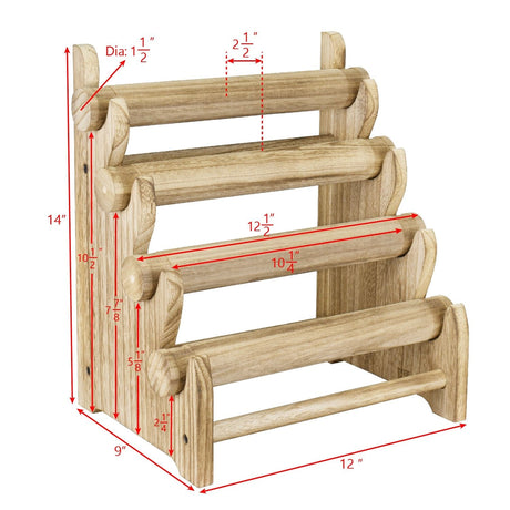 Wood 4 Bar Bracelet Display Stand -Nile Corp