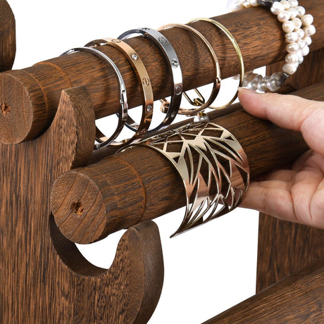 Wood 4 Bar Bracelet Display Stand -Nile Corp