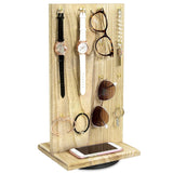 #WD5062 Wooden Rotating Two-Sided Jewelry Display Stand 32 Hooks