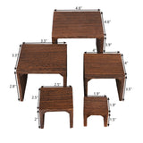 #WD525BR 5 Pieces Wooden Multi Functions Jewelry Display Riser, Brown Color