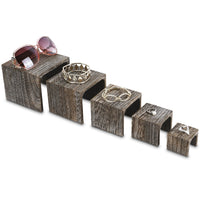 5 Pieces Wooden Multi Functions Jewelry Display Stand , Coffee Color
