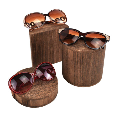 #WD554BR 4 Pcs Wood Half-Moon Shaped Jewelry Display Riser