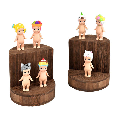#WD554BR 4 Pcs Wood Half-Moon Shaped Jewelry Display Riser