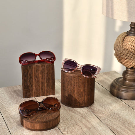#WD554BR 4 Pcs Wood Half-Moon Shaped Jewelry Display Riser