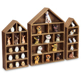 #WD5703 House-Shaped Wooden Shadow Display Shelf, Set of 3