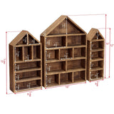#WD5703 House-Shaped Wooden Shadow Display Shelf, Set of 3