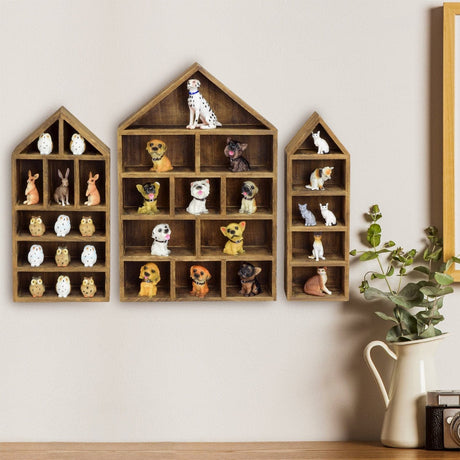 #WD5703 House-Shaped Wooden Shadow Display Shelf, Set of 3