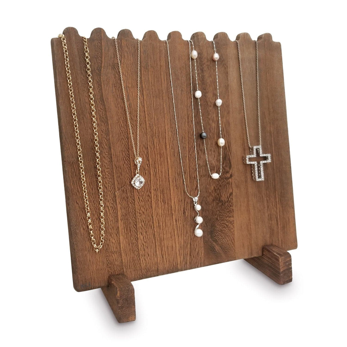 #WD609 Wooden Plank Jewelry Necklace Display Stand for 8 Necklaces