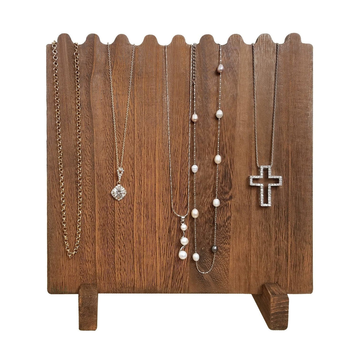 #WD609 Wooden Plank Jewelry Necklace Display Stand for 8 Necklaces