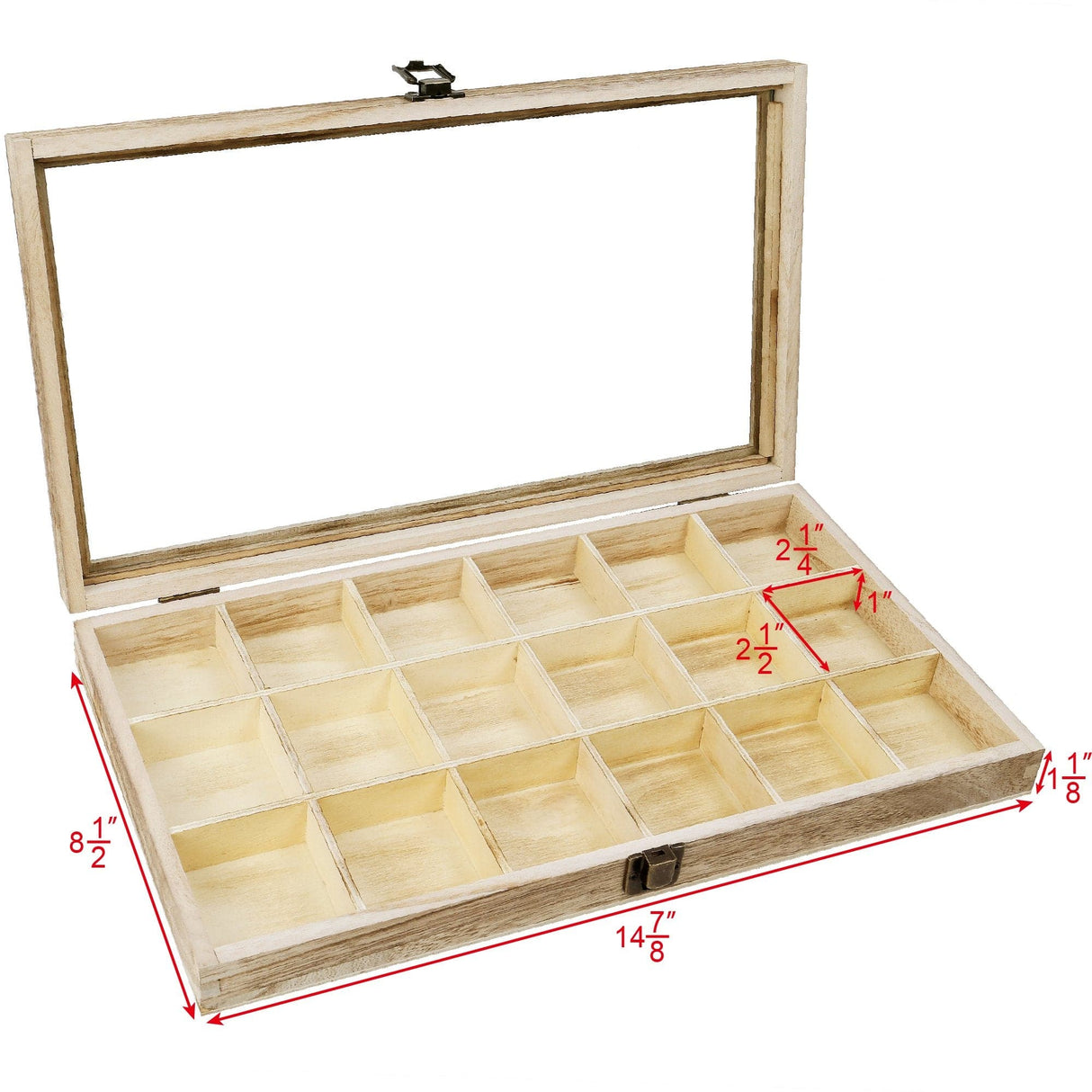 #WD63 Wooden 18 Compartment Jewelry Storage Case 