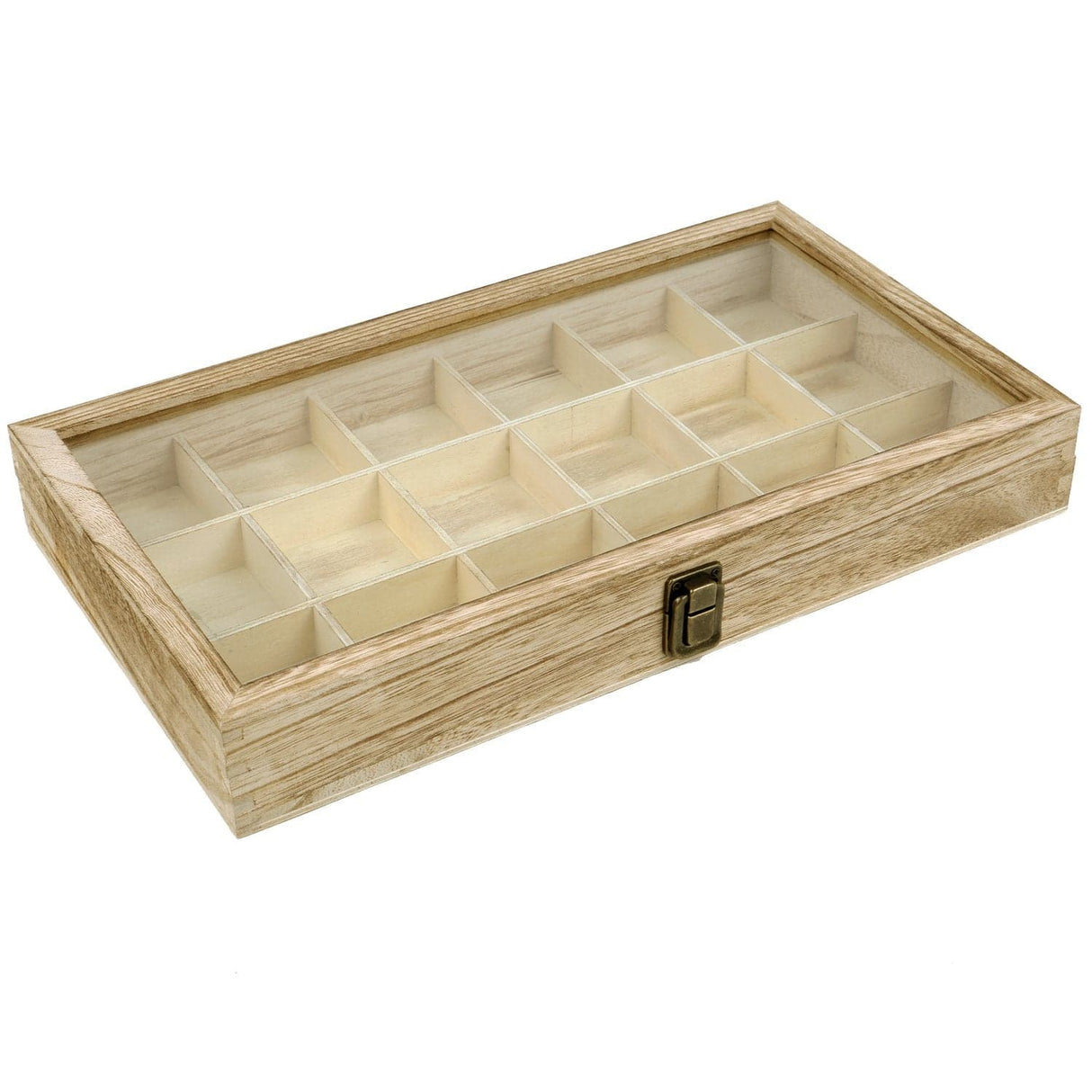 #WD63 Wooden 18 Compartment Jewelry Storage Case 