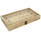 #WD63 Wooden 18 Compartment Jewelry Storage Case 