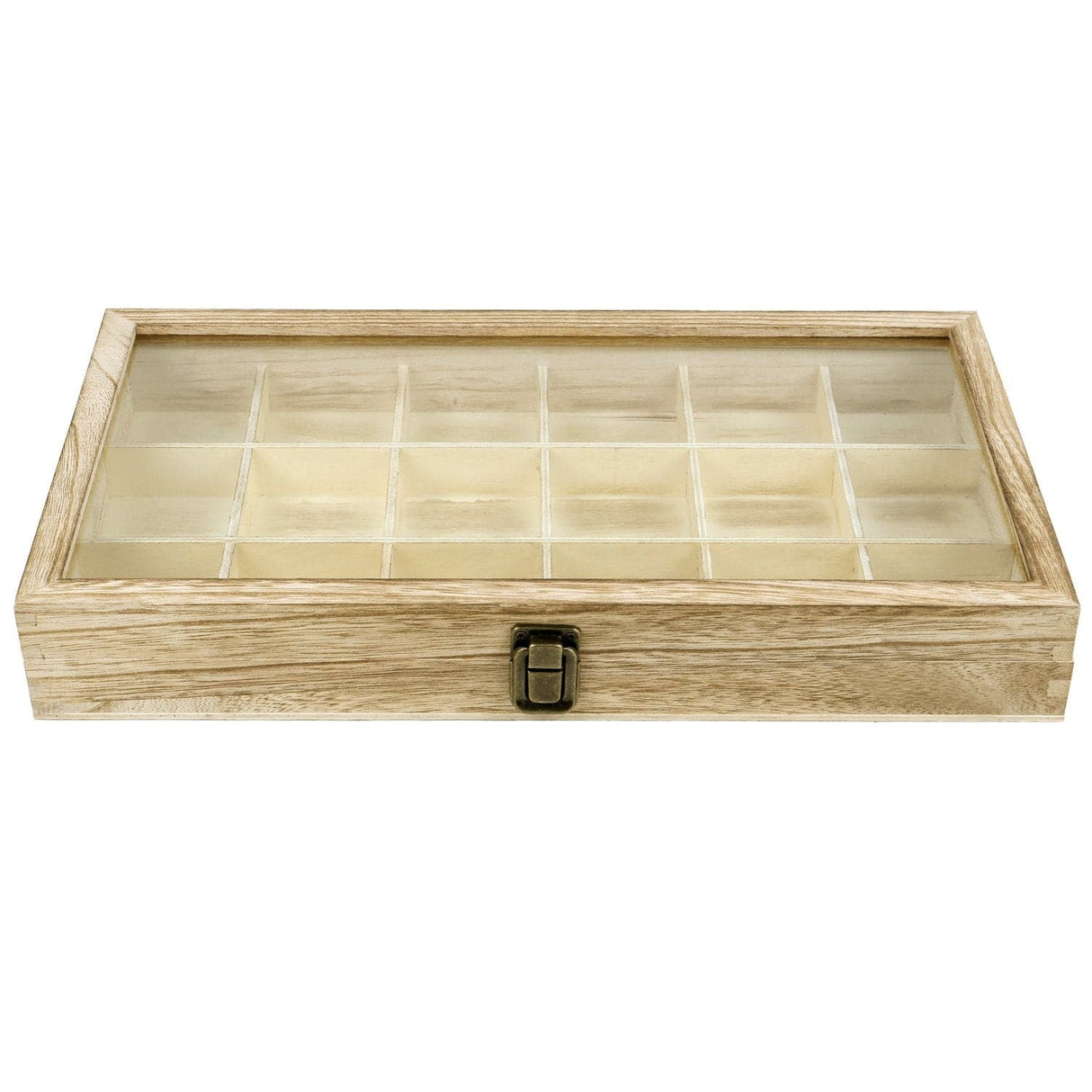 #WD63 Wooden 18 Compartment Jewelry Storage Case 
