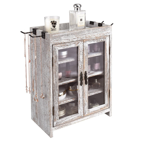 #WD7640 Wooden Countertop Multipurpose Storage Cabinet  4 hooks