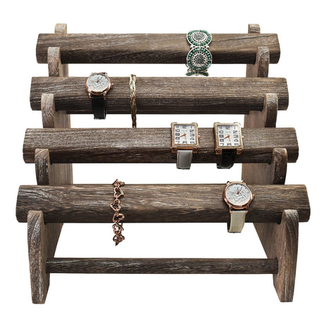 #WD7804CF Wooden 4 Tiered Oval Shape bracelet Display
