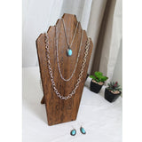 #WDN60-1BR Wooden Jewelry Display Bust Easel 3 Necklaces - Brown