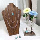 #WDN60-1BR Wooden Jewelry Display Bust Easel 3 Necklaces - Brown