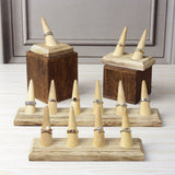 #WDT324R-OK Wooden Finger Ring Holder Stand Jewelry Display for 4 Rings