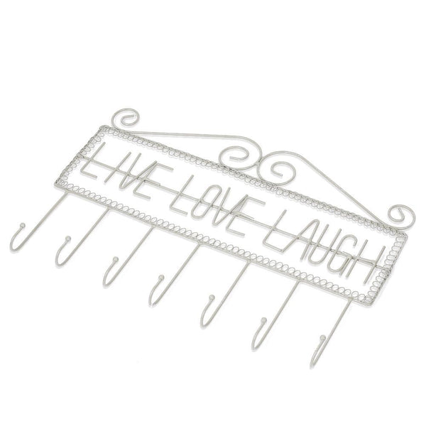 Live Love Laugh Gray Metal Wall Mounted Hooks Hanging Rack-Nile Corp