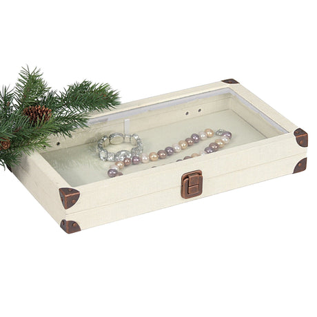 Linen Jewelry Display Case Organizer -Nile Corp