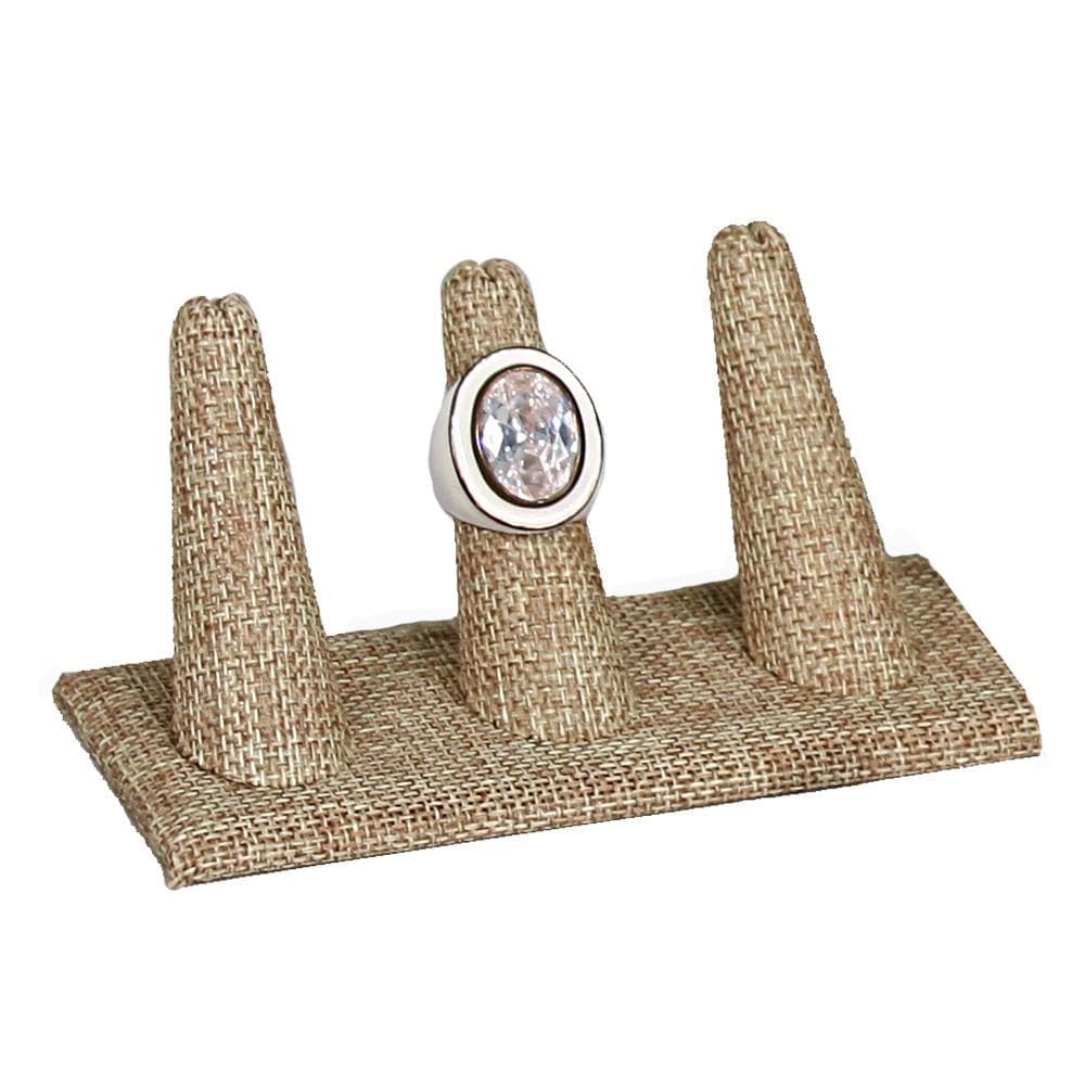#RD-2453N Burlap Linen Ring Display, 3 Fingers